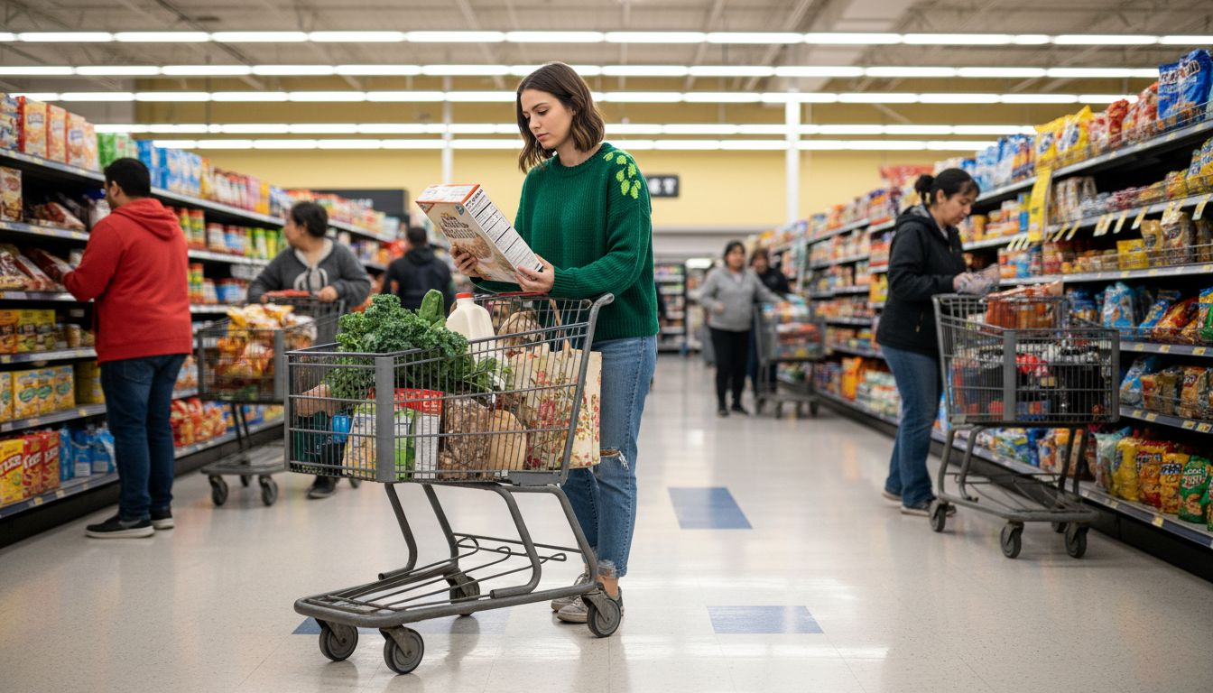 Reasons for Weight Gain – Key Triggers and Impact 1 Woman checking nutrition label at grocery store