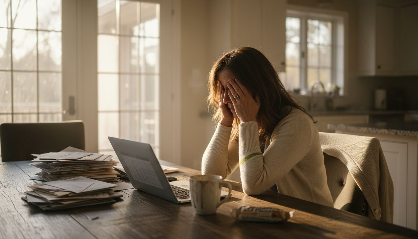 Boost weight loss with quality sleep in 2026 1 Fatigued woman at kitchen table with laptop