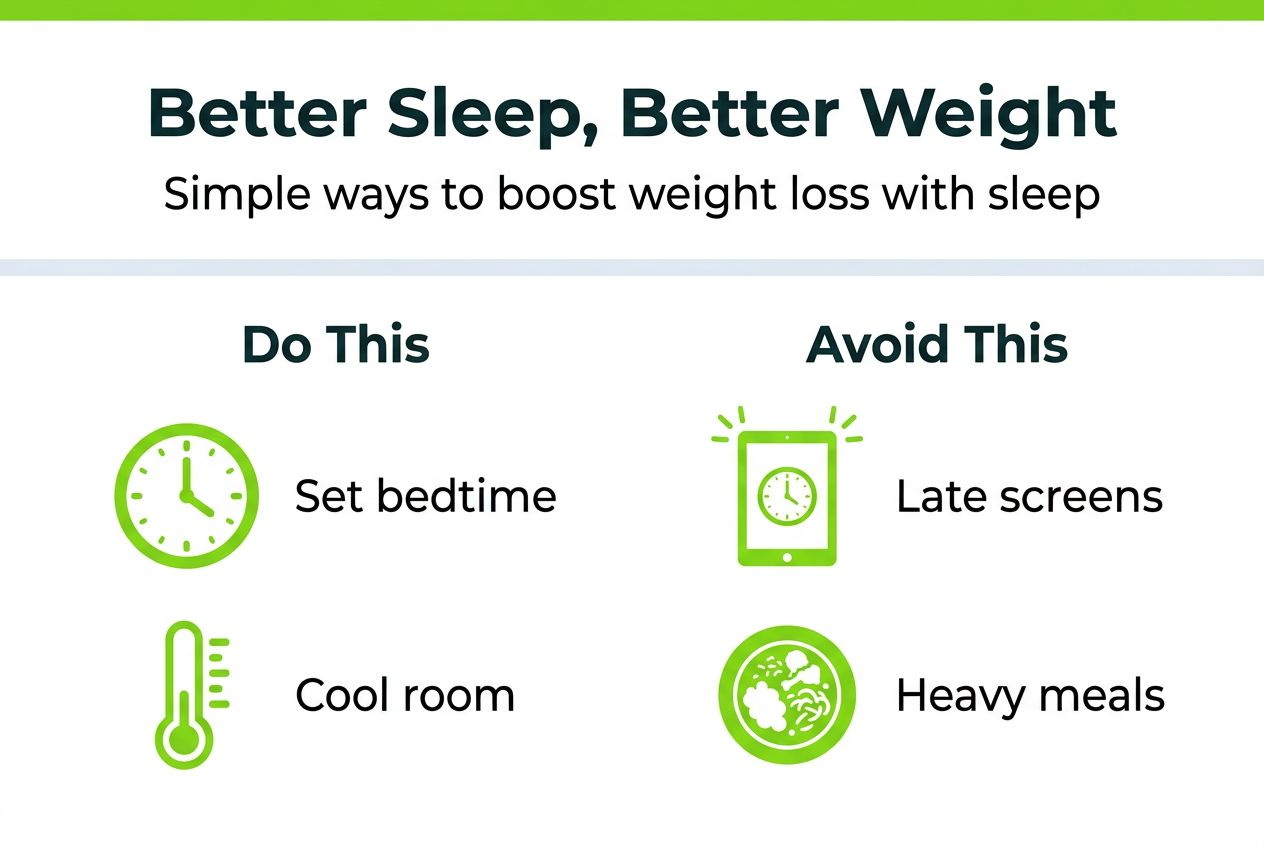 Boost weight loss with quality sleep in 2026 2 Infographic simple strategies for better sleep weight loss