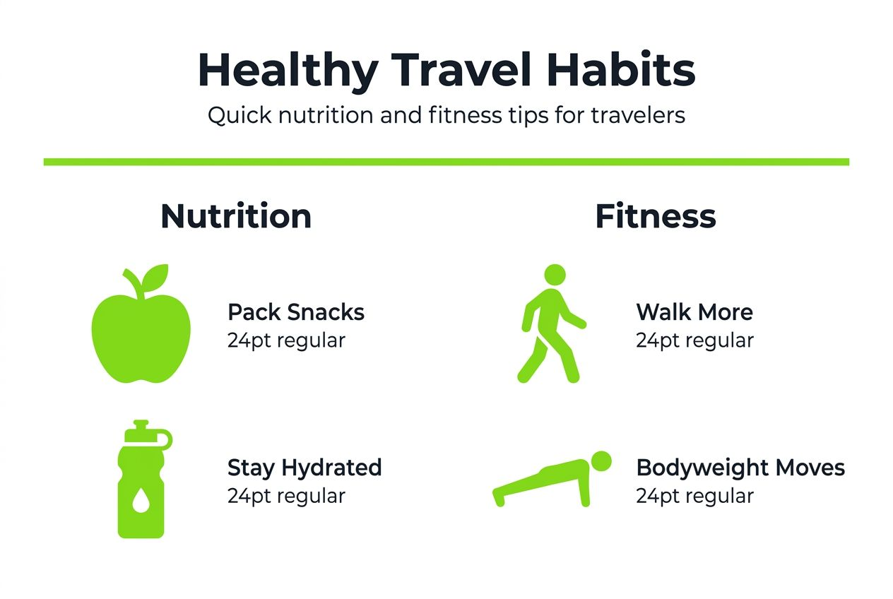Staying healthy while traveling: nutrition and fitness tips 2 Infographic on travel nutrition and fitness tips