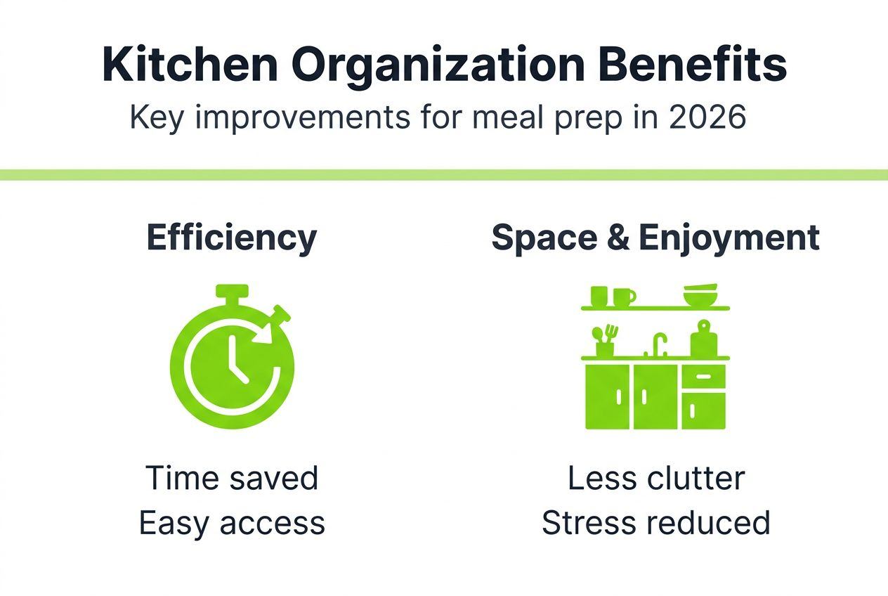 Kitchen organization tips to streamline meal prep in 2026 2 Infographic showing kitchen organization benefits