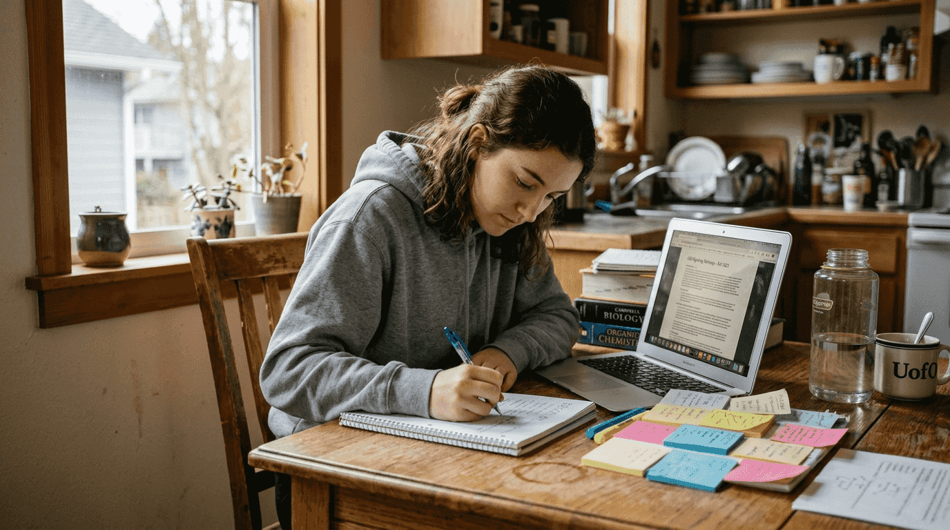 Why hydration is key: benefits for wellness and performance 1 Student studying with water bottle on desk