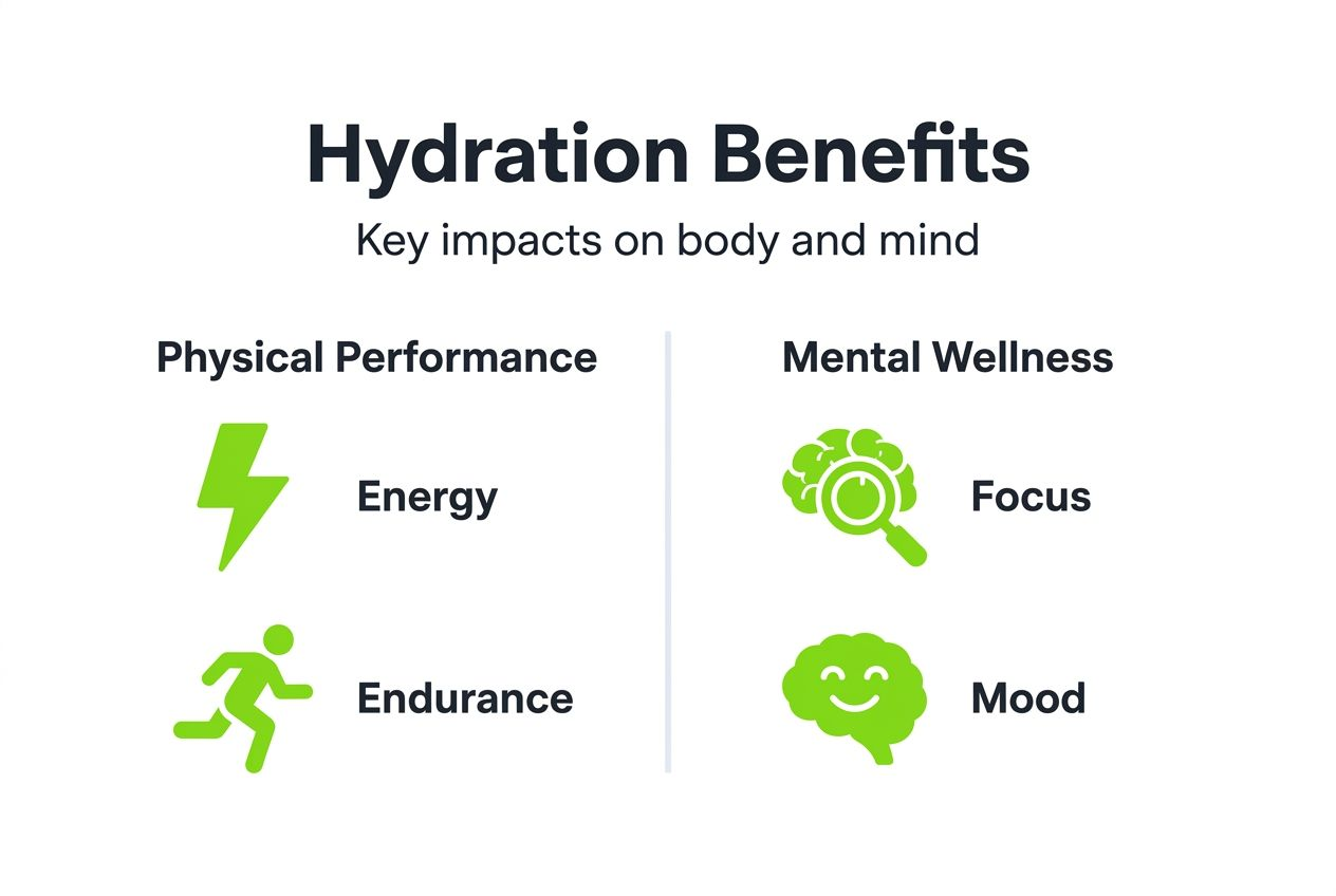Why hydration is key: benefits for wellness and performance 2 Infographic showing hydration’s benefits for performance and wellness
