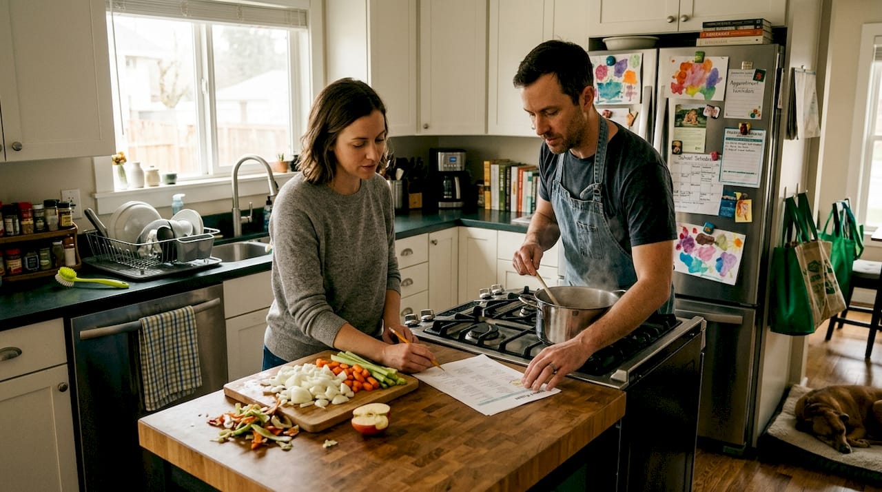 AI meal planning: smarter nutrition in 2026 (5 key facts) 2 Couple preparing meals using printed plan