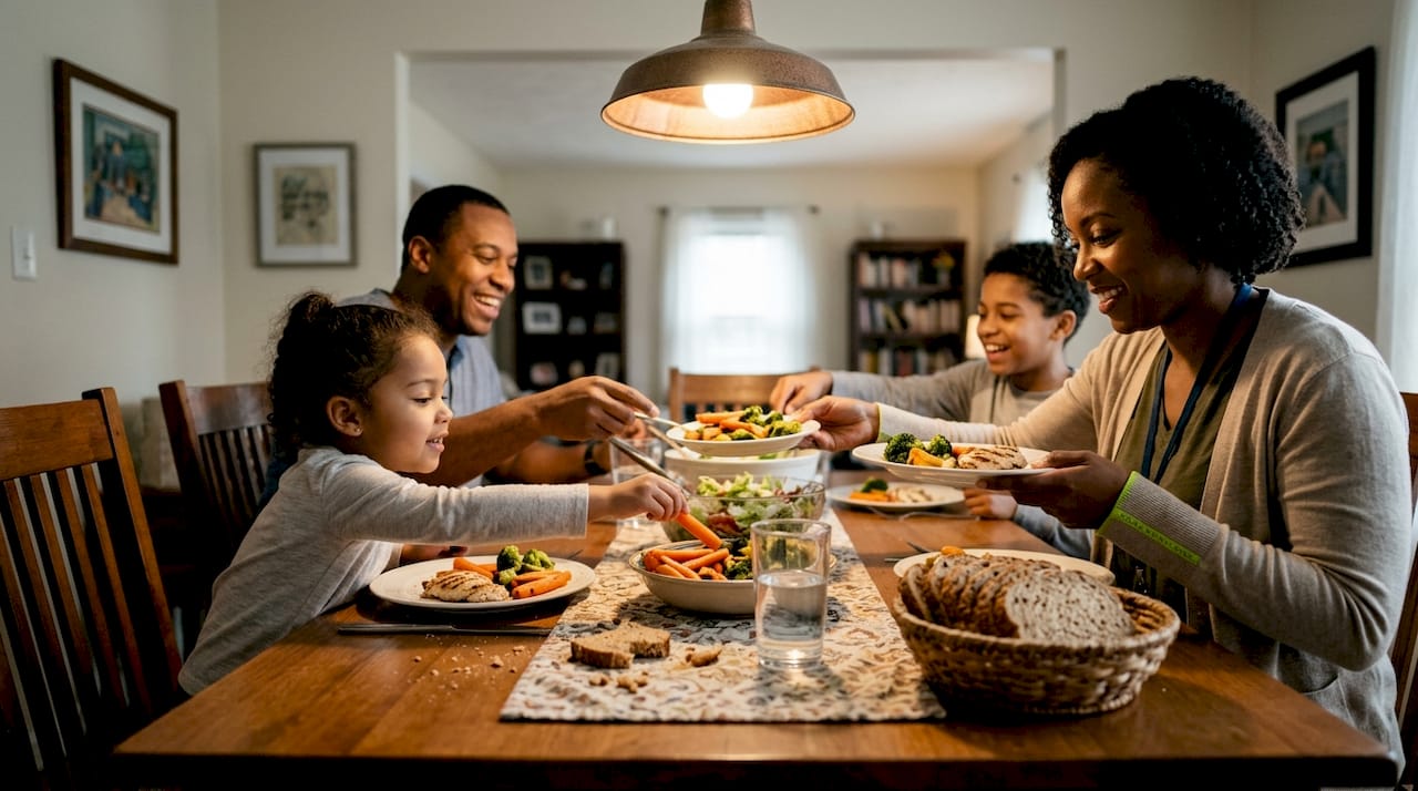 Why meal planning matters for health and nutrition success 2 Family enjoying healthy balanced dinner