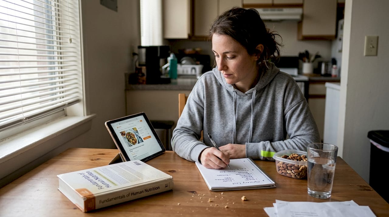 Calorie Surplus for Muscle Gain: Your Blueprint 2 Woman planning healthy meals at table