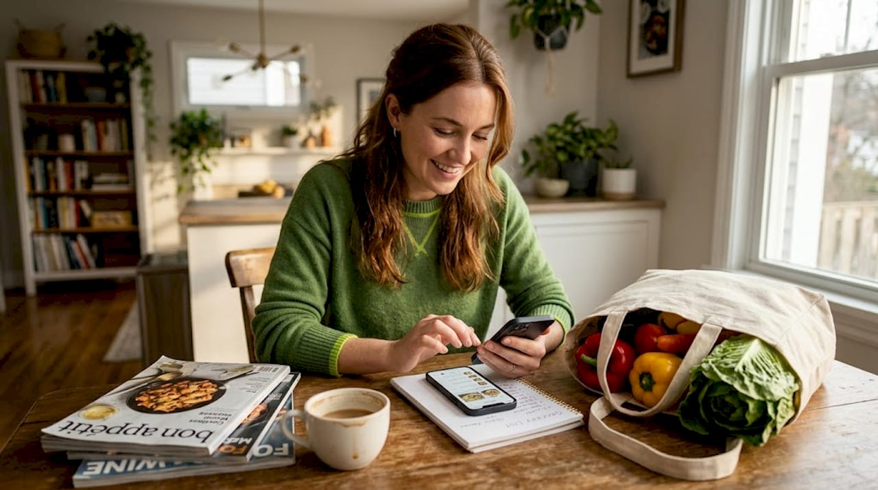 Streamline meal prepping with technology: a how-to guide 1 Man using meal planning app for shopping