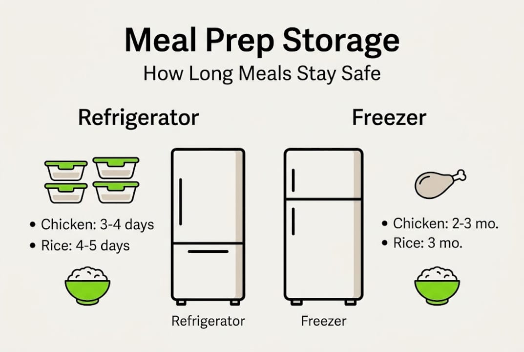 Mastering Meal Prepping: Simplify Healthy Eating 2 Infographic about safe meal prep storage times