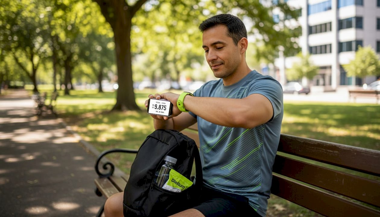 Proven wellness tracking techniques for better health 1 Man reviews fitness tracker at park bench