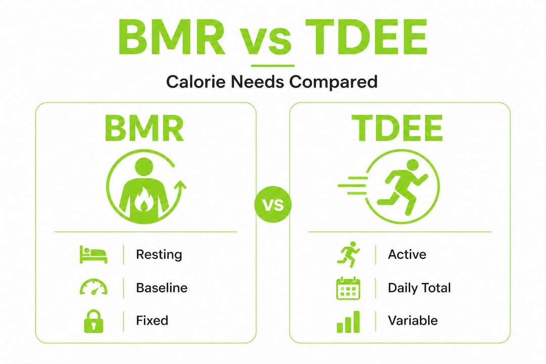 BMR vs TDEE: Know your calorie needs for smarter diets 2 Infographic comparing BMR and TDEE key features