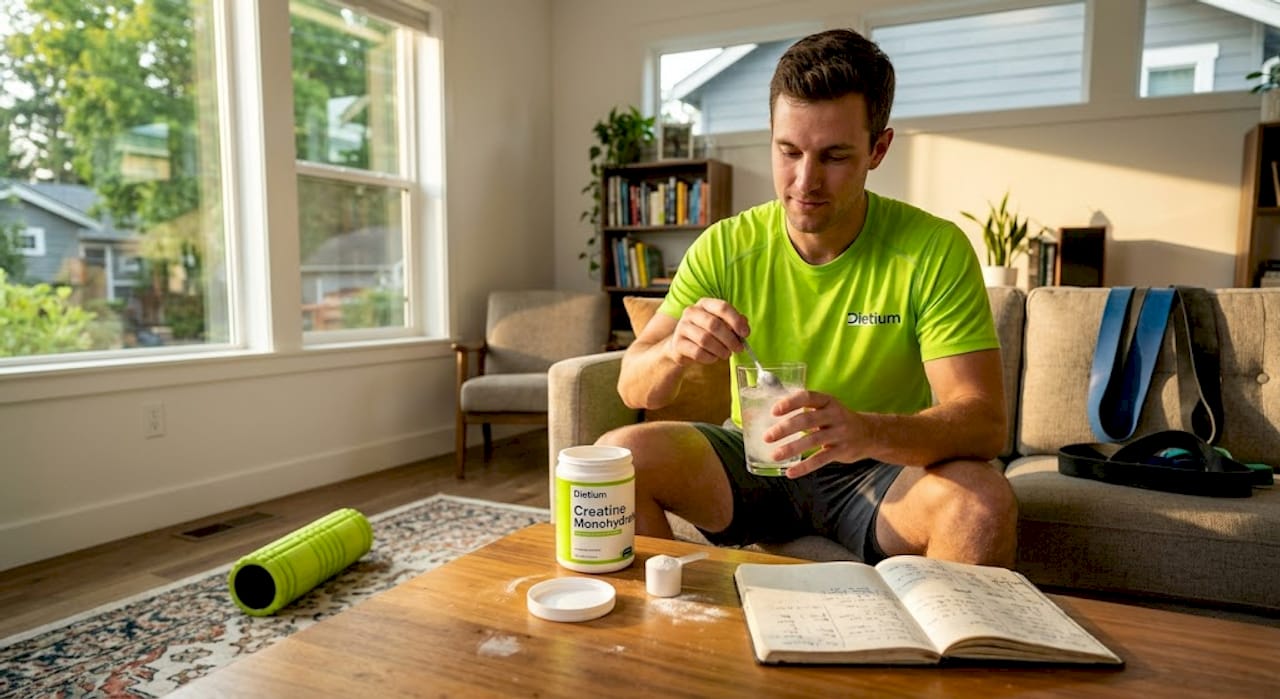 Supplements for Fitness: Evidence-Based Guide for Performance 1 Man dissolving creatine at home