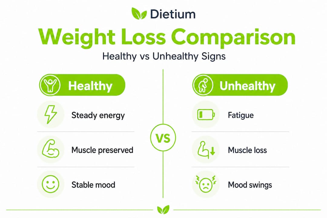 Spotting signs of unhealthy weight loss: what to watch for 1 Infographic comparing healthy and unhealthy weight loss
