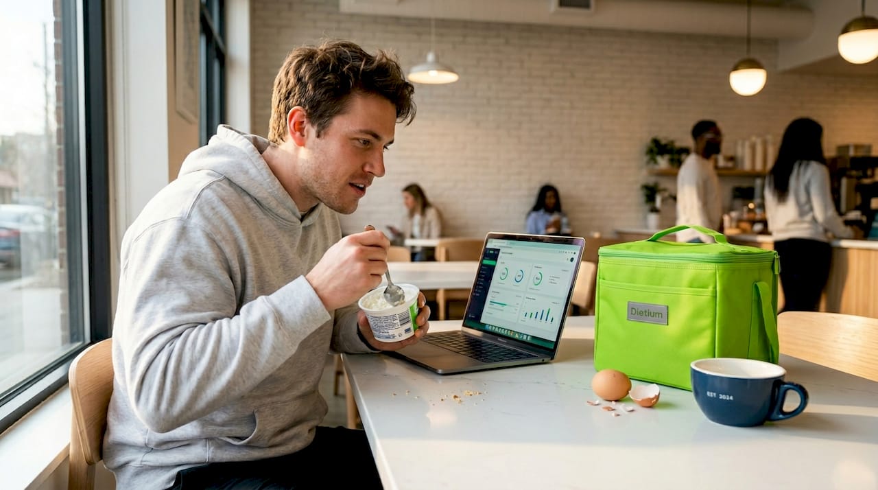 Top nutrient-dense snack options for better health 1 Man eating protein-rich snack at desk