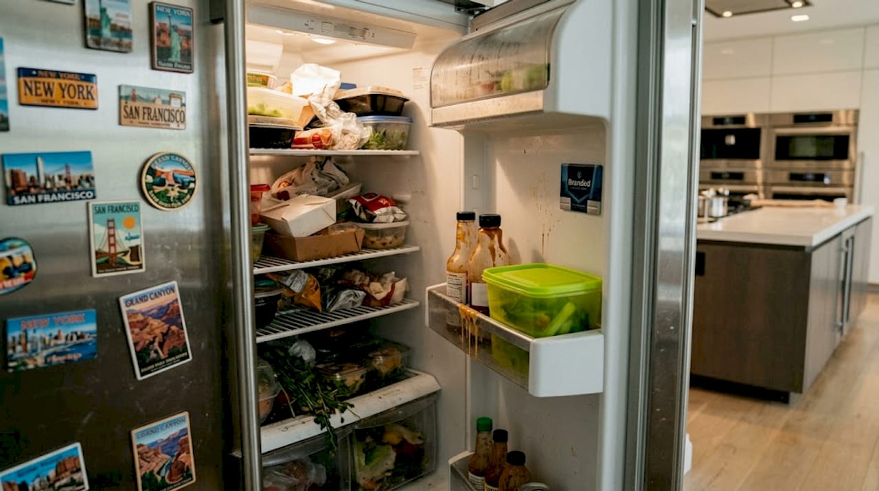 Top Meal Planning Mistakes That Waste Time and Food 1 Unorganized fridge filled with unlabeled containers