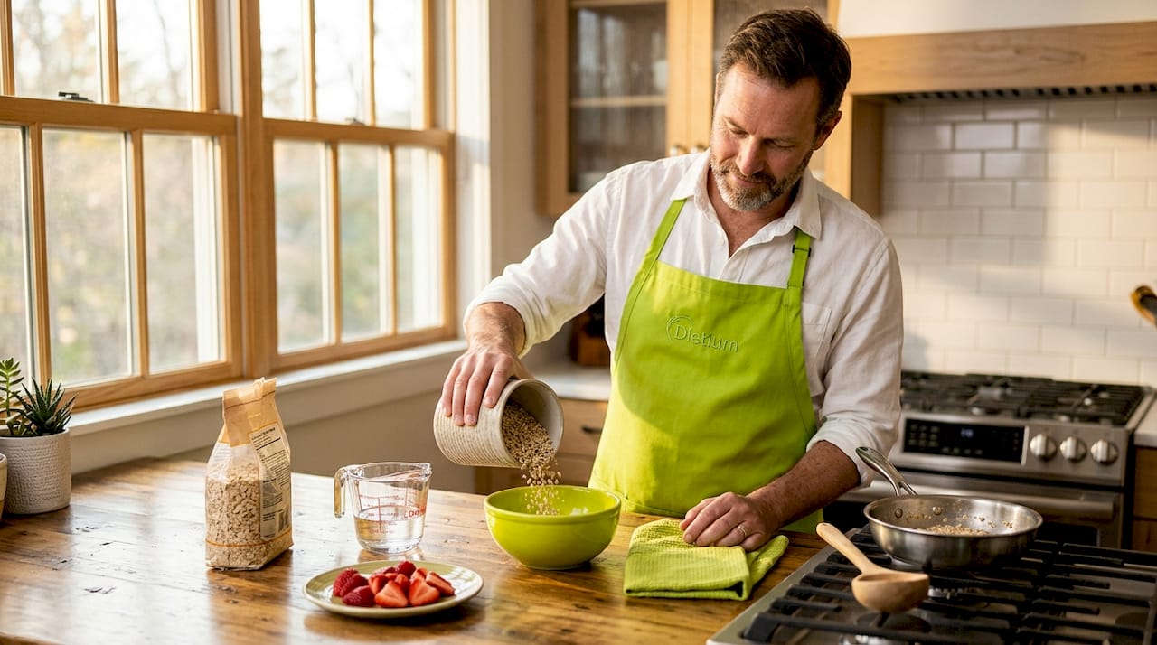 Top Foods Good for Heart Health, Backed by Science 1 Steel-cut oats and whole grains breakfast prep