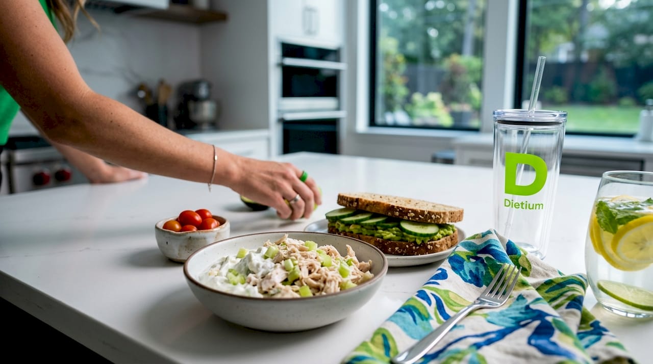 Simple Healthy Lunch Ideas for Weight Loss That Work 1 High-protein quick lunch on kitchen table
