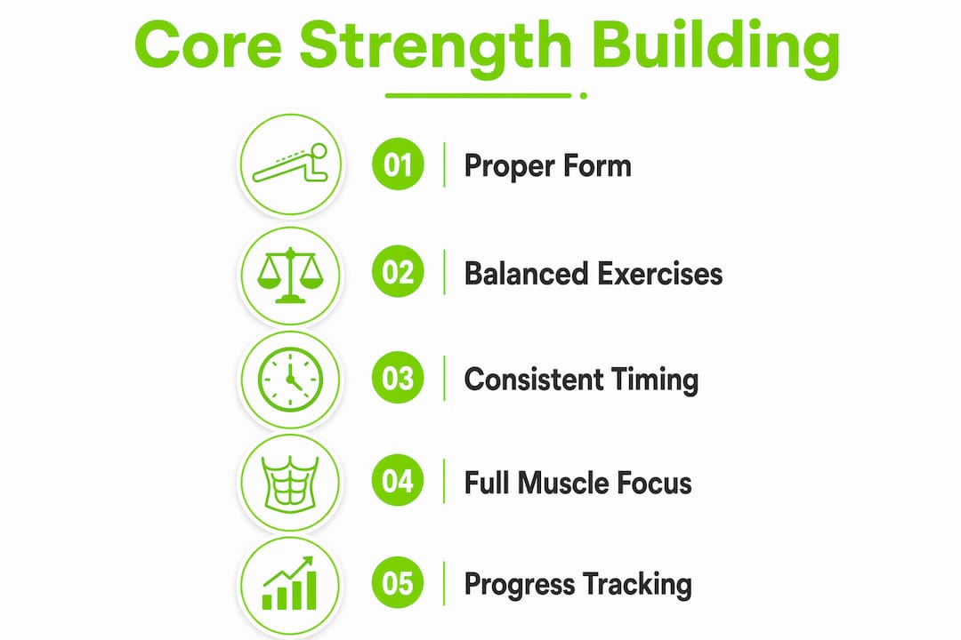 Why Core Strength Importance Goes Beyond Six-Pack Abs 2 Infographic showing steps to build lasting core strength
