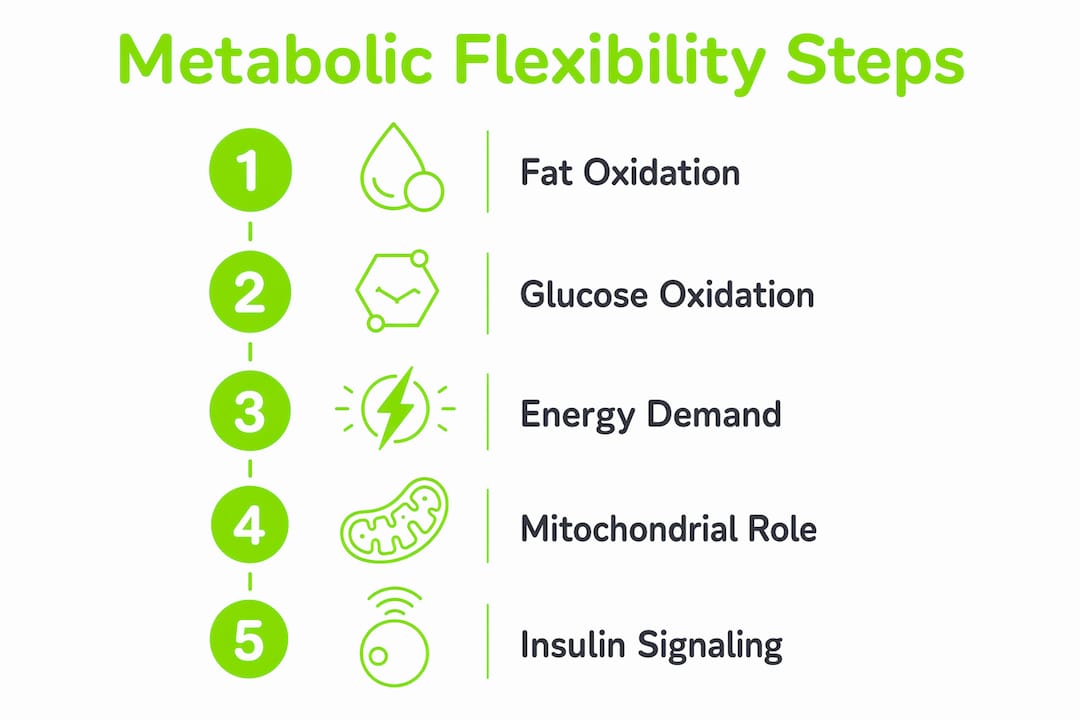What Is Metabolic Flexibility and Why Does It Matter? 2 Infographic illustrating metabolic flexibility process steps