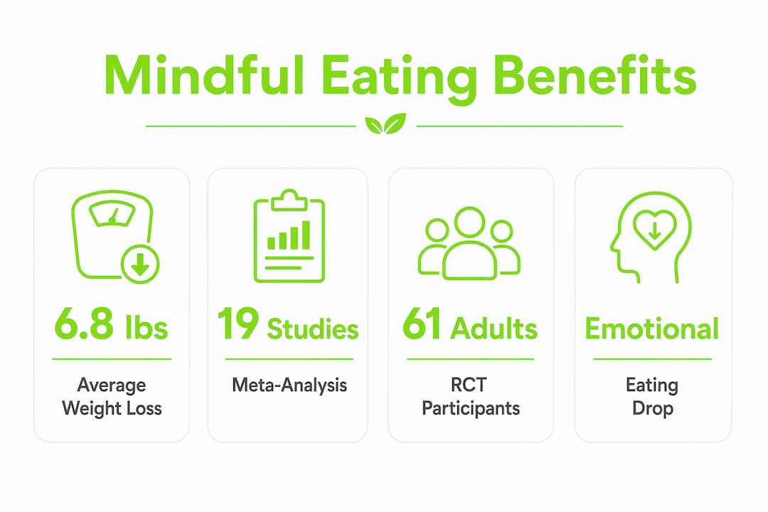 What Is Mindful Eating and Why Your Brain Needs It 1 Infographic presenting mindful eating key benefit statistics