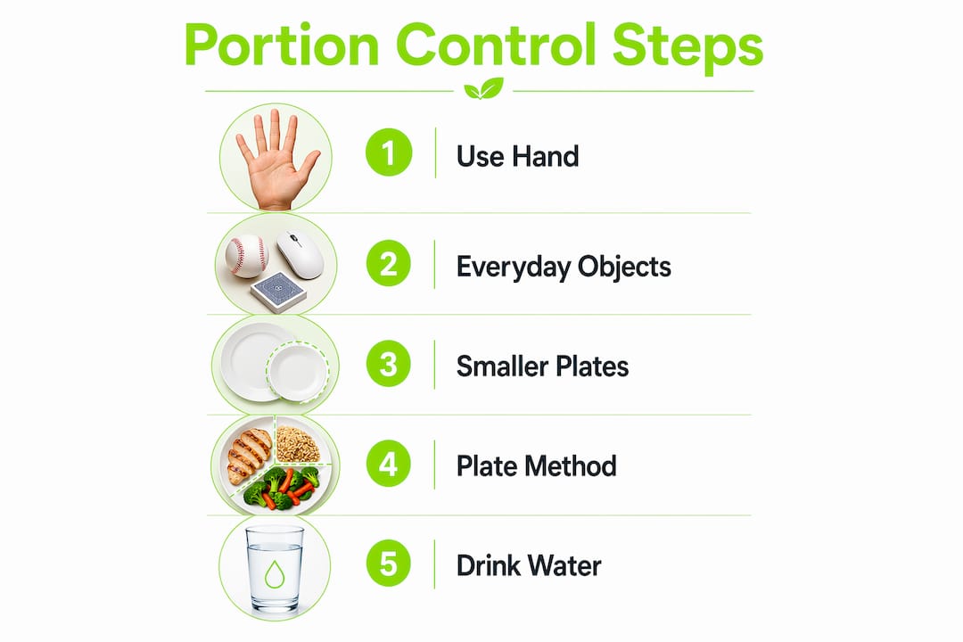 How to Manage Portion Sizes Without Counting Every Calorie 2 Infographic illustrating step-by-step portion control method