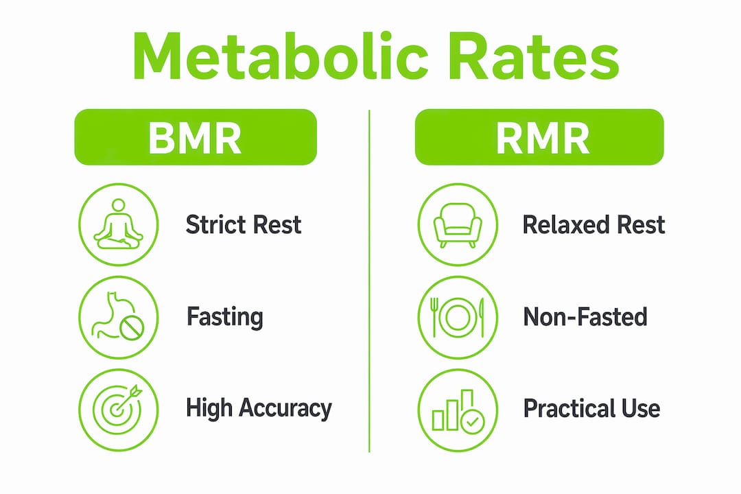 The Science of Metabolism: Energy, Weight, and You 2 Infographic comparing BMR and RMR metabolic rates
