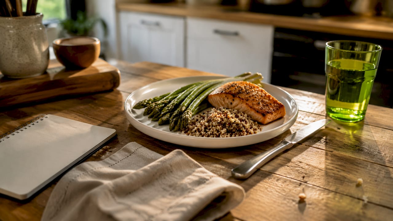 How to Manage Hunger: Proven Strategies That Work 1 Structured balanced meal plate overhead view