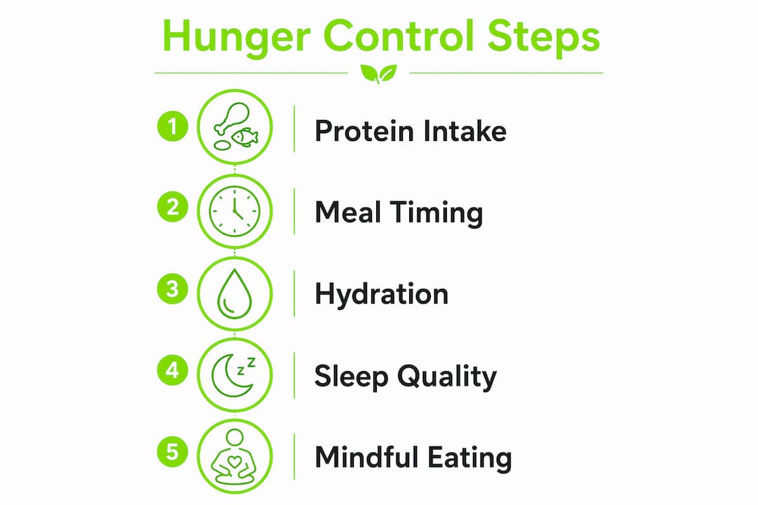 How to Manage Hunger: Proven Strategies That Work 2 Infographic showing hunger management key steps