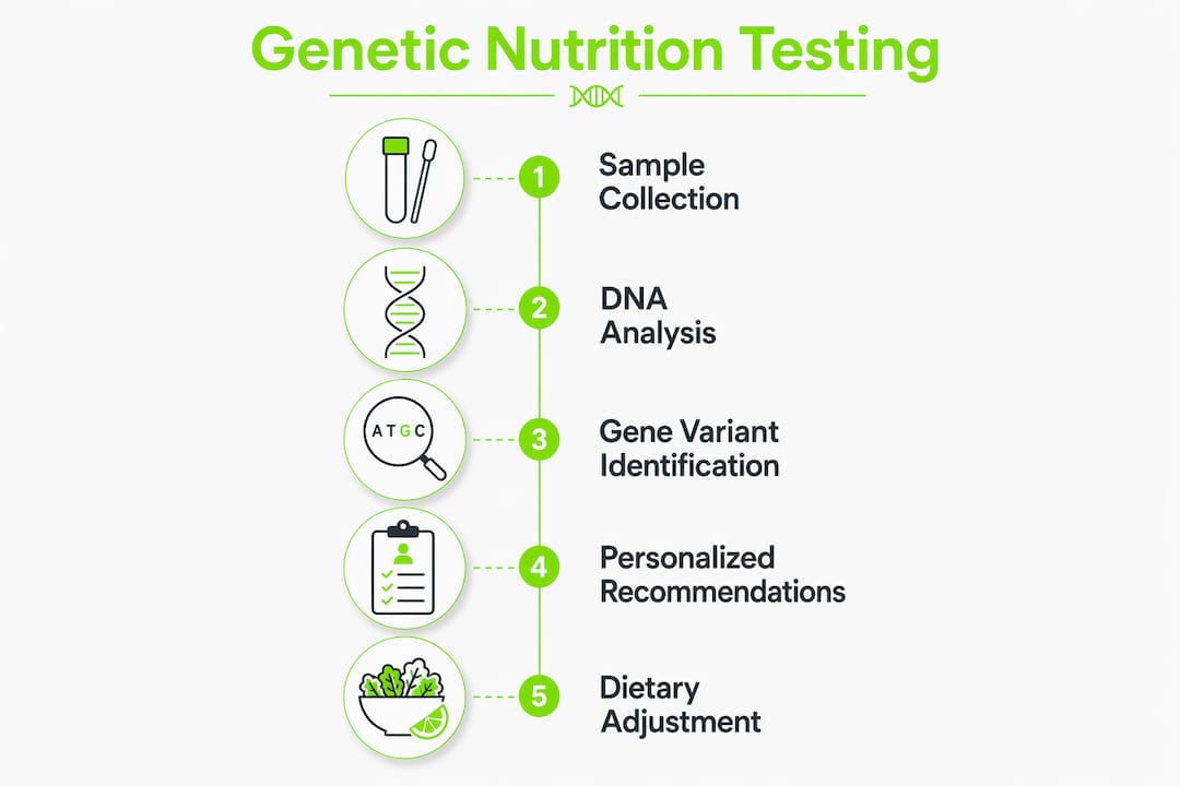 Genetic Testing for Nutrition: What Your DNA Says About Your Diet 2 Infographic outlining genetic nutrition testing process