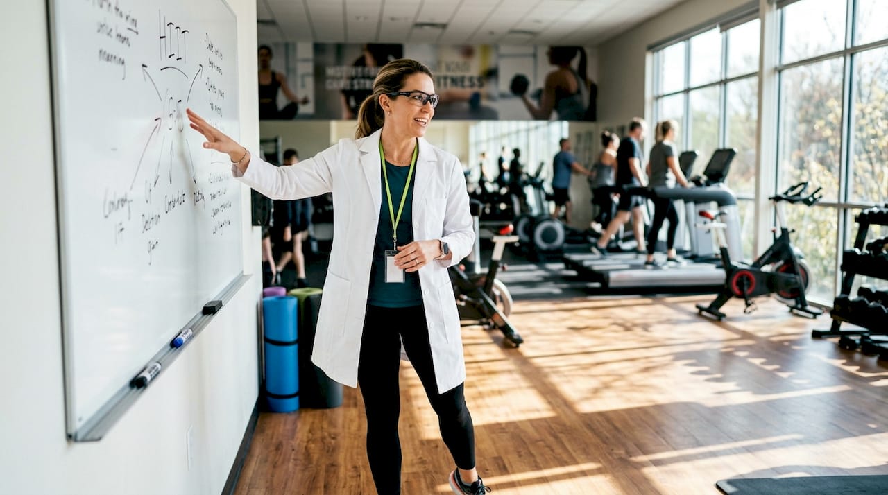 High Intensity Interval Training: Build Fitness Fast 1 Female doctor explaining HIIT in medical office