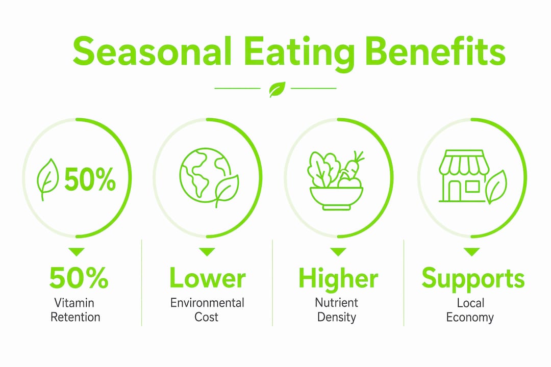 Seasonal Eating Benefits: What Your Body Actually Needs 1 Infographic showing seasonal eating benefits with key stats