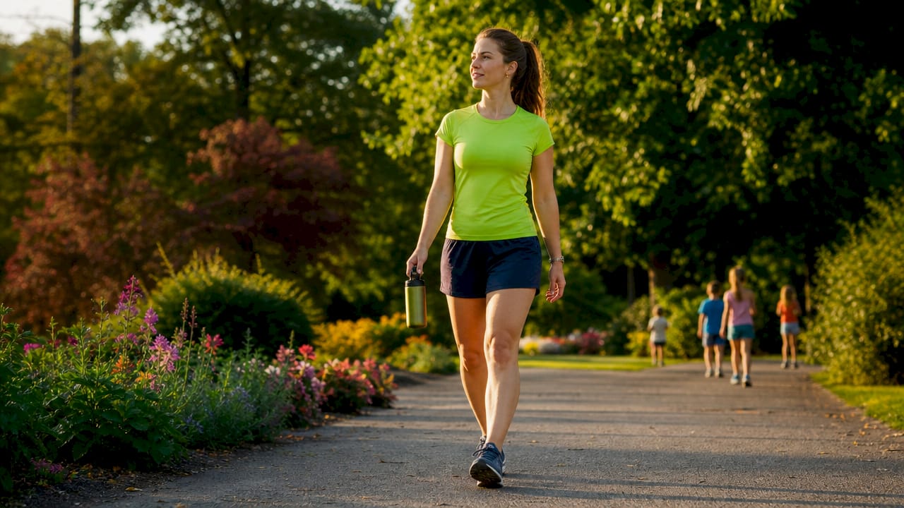 Benefits of Walking Daily: What 20 Minutes Can Do 1 American female doctor brisk walking outdoors