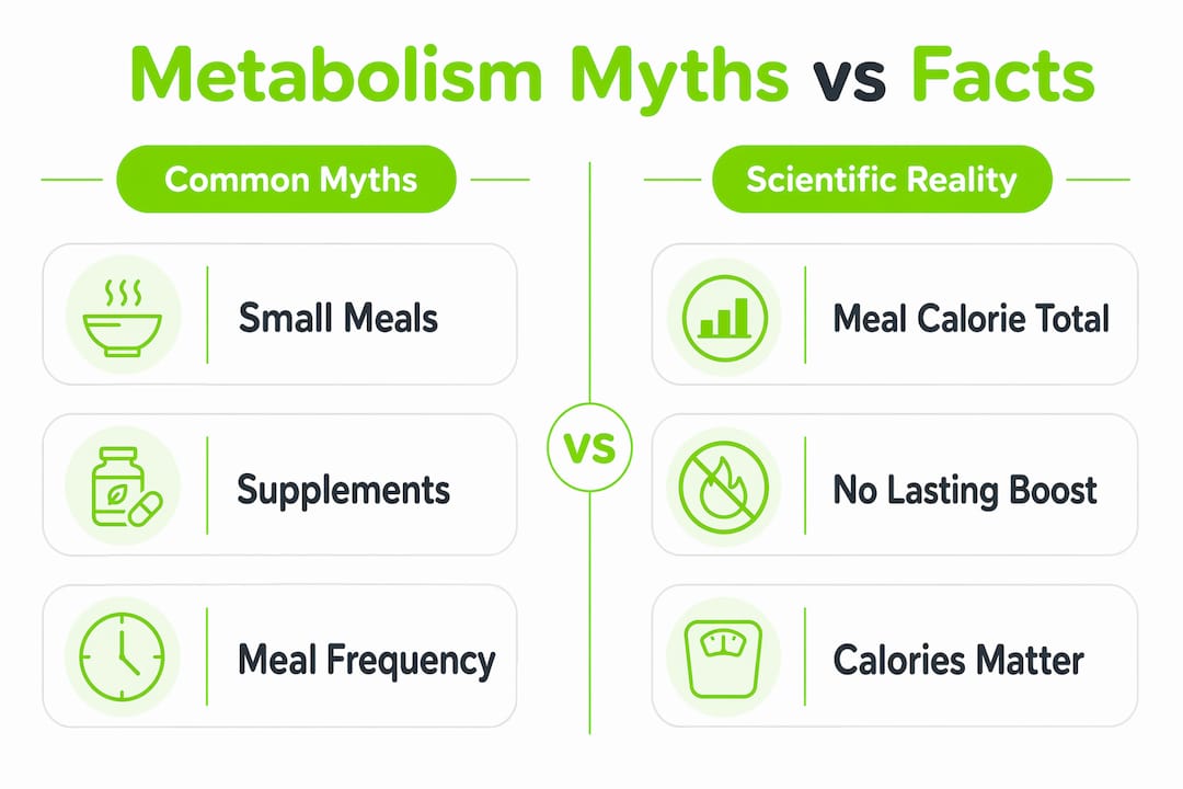 Myths About Metabolism: What Science Actually Says 1 Infographic comparing metabolism myths and scientific realities