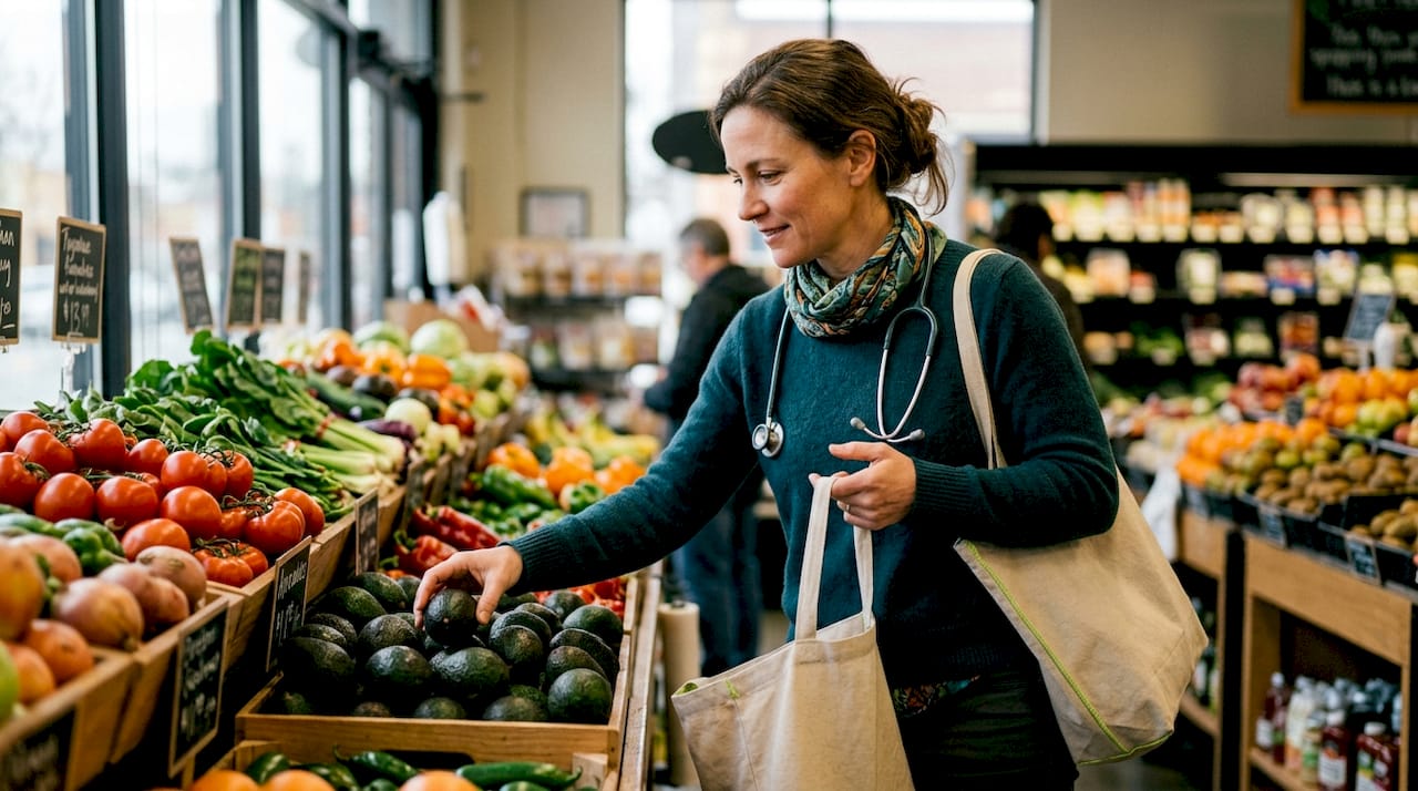 Cheap Vegan Dinner Ideas That Actually Fill You Up 1 Female doctor selecting vegan staples in grocery store