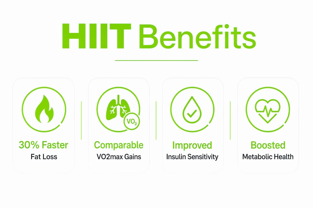 HIIT Workout Benefits That Actually Change Your Body 3 Infographic showing HIIT workout key benefits