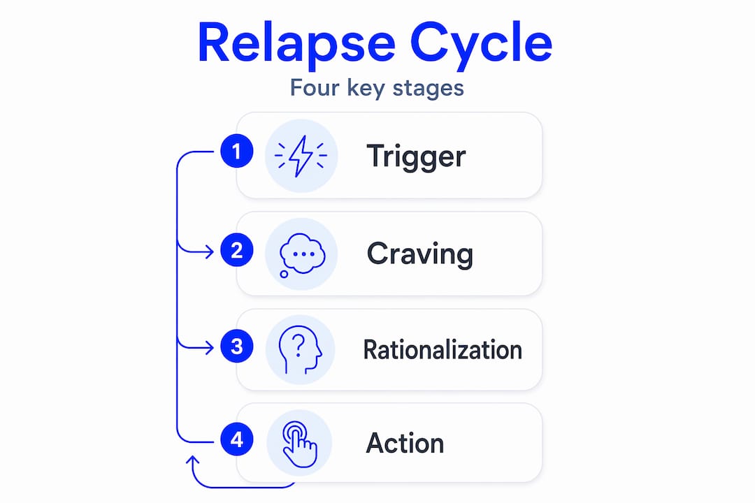 Infographic showing four gambling relapse cycle stages