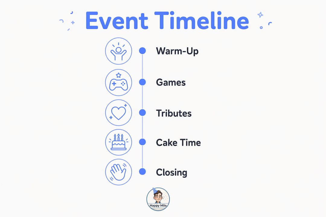 Infographic showing step-by-step Twitch birthday event timeline