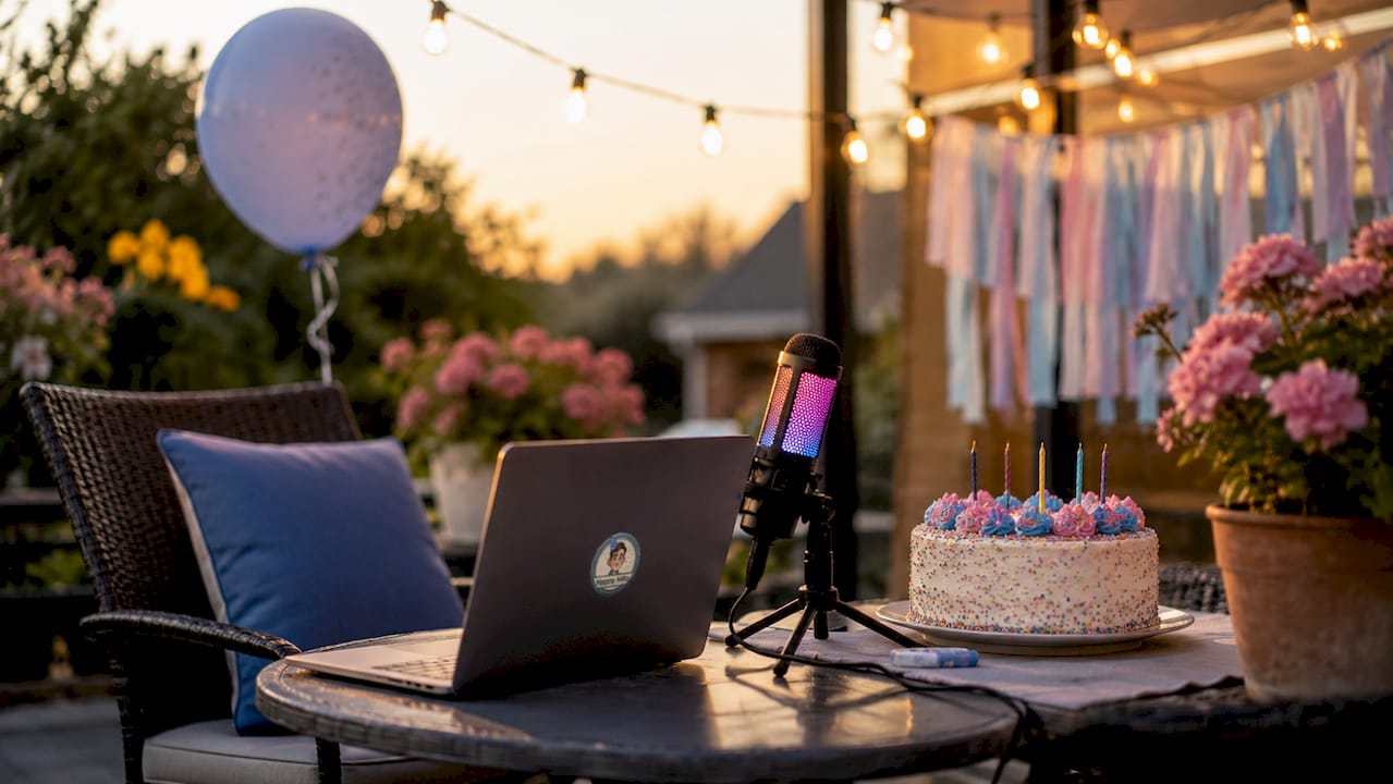Streamer setting up Twitch birthday live stream