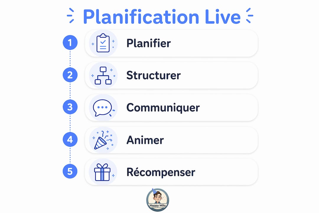Infographie : les étapes clés pour organiser un live anniversaire sur Twitch