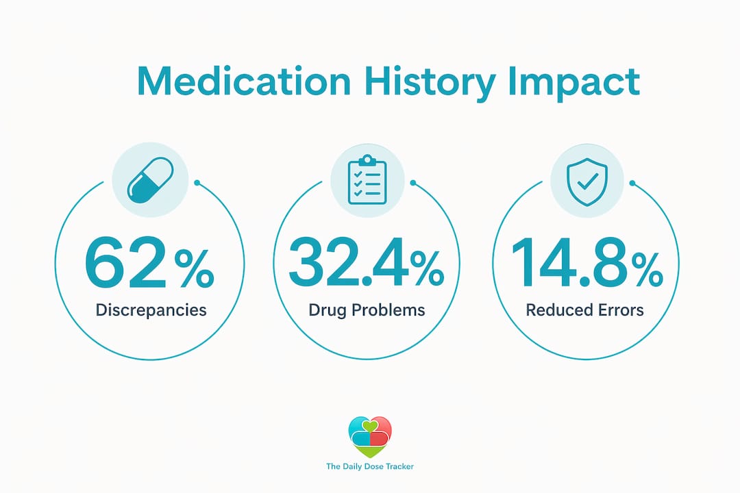 Infographic showing medication history patient safety statistics