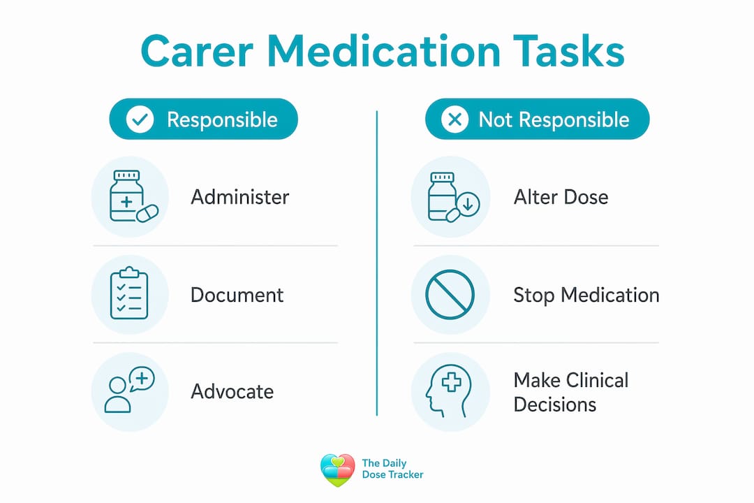 Infographic comparing carer medication responsibilities