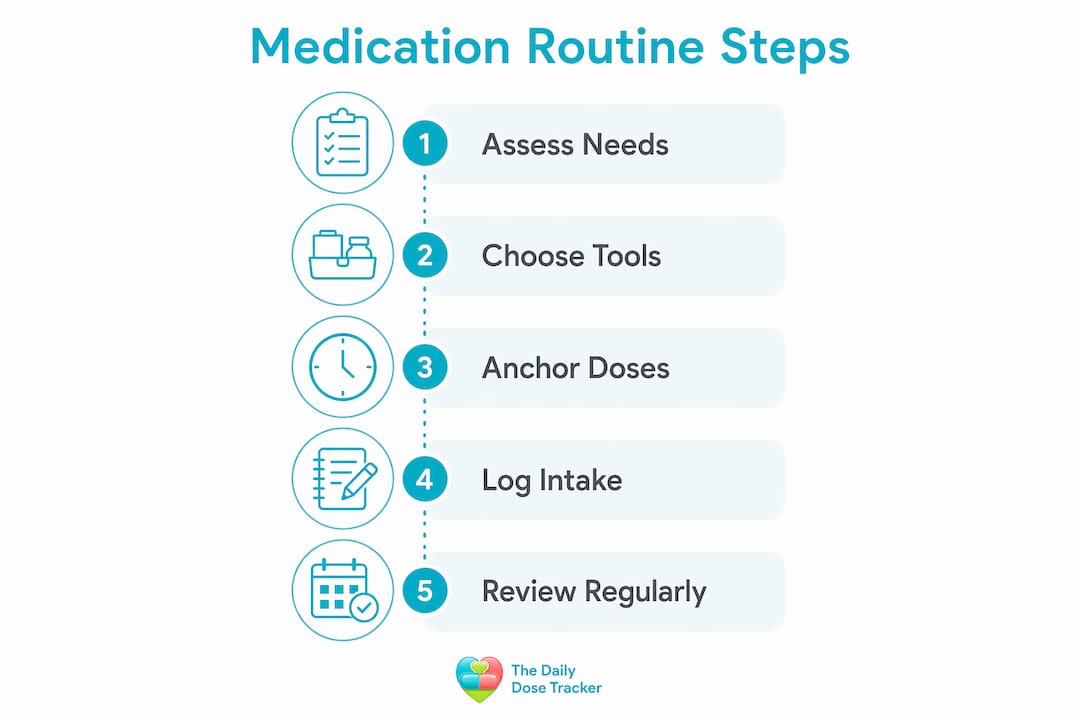Infographic illustrating medication routine steps