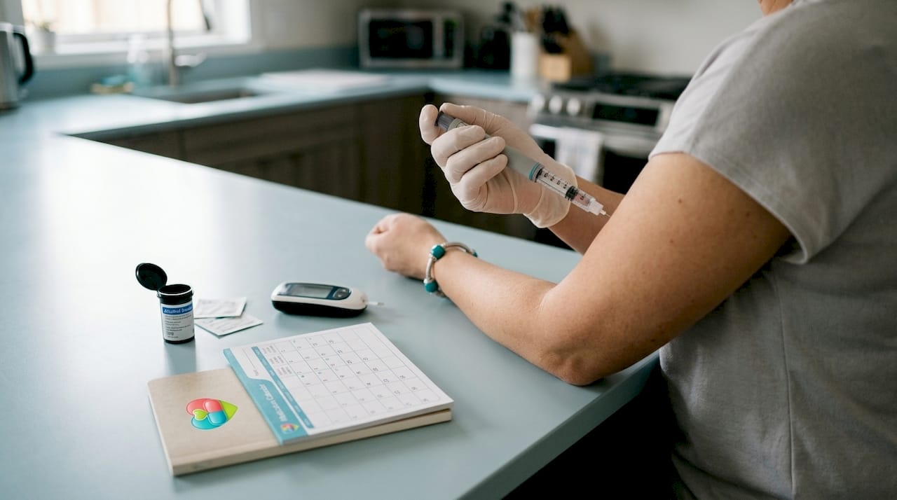 Hands giving insulin injection in clinic