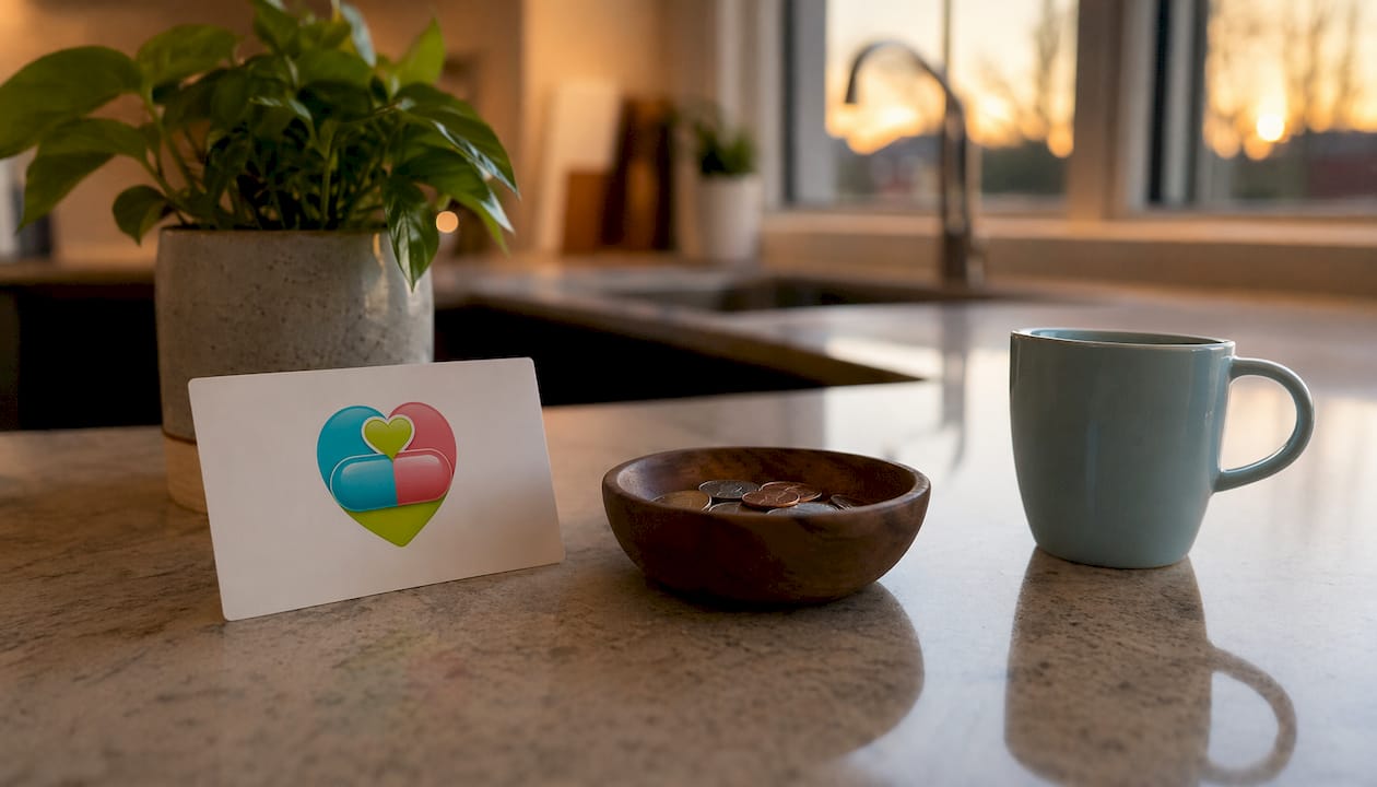 Physical emergency contact card on coffee table