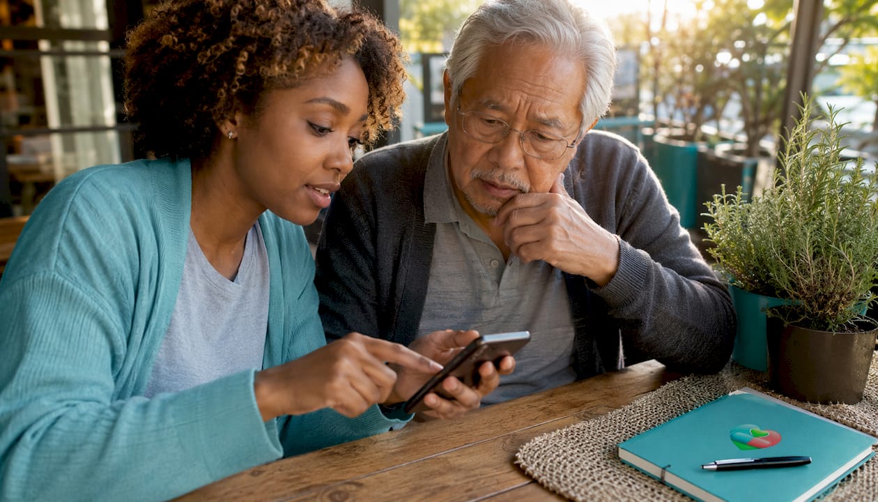 Hands using smartphone for medication alerts