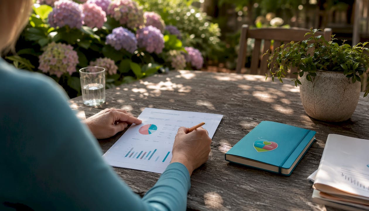 Hands reviewing medication adherence calculations