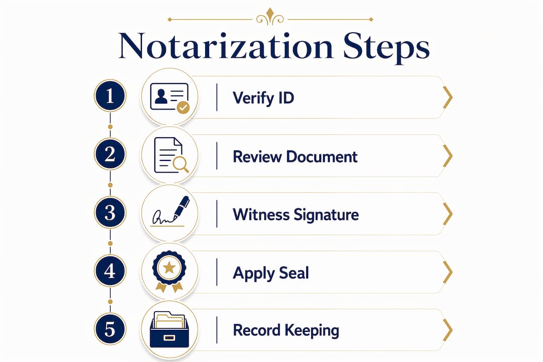 Infographic displaying key notarization process steps