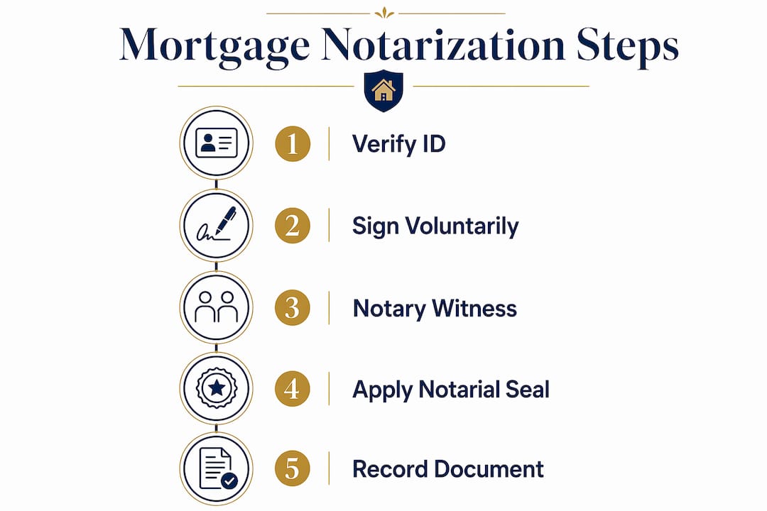 Infographic outlining mortgage notarization process steps