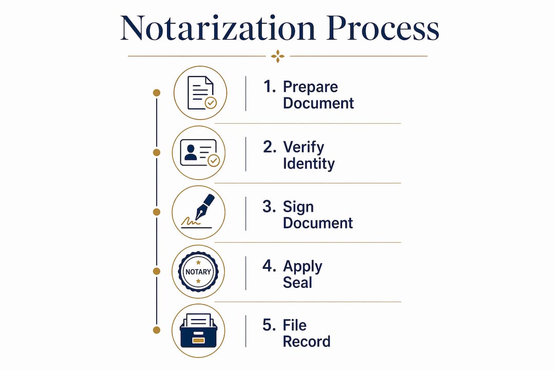 Infographic illustrating notarization steps