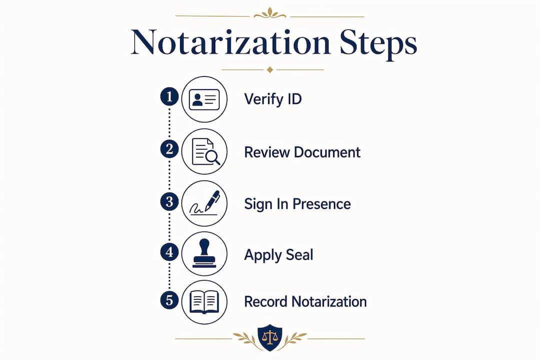 Infographic illustrating notarization process steps