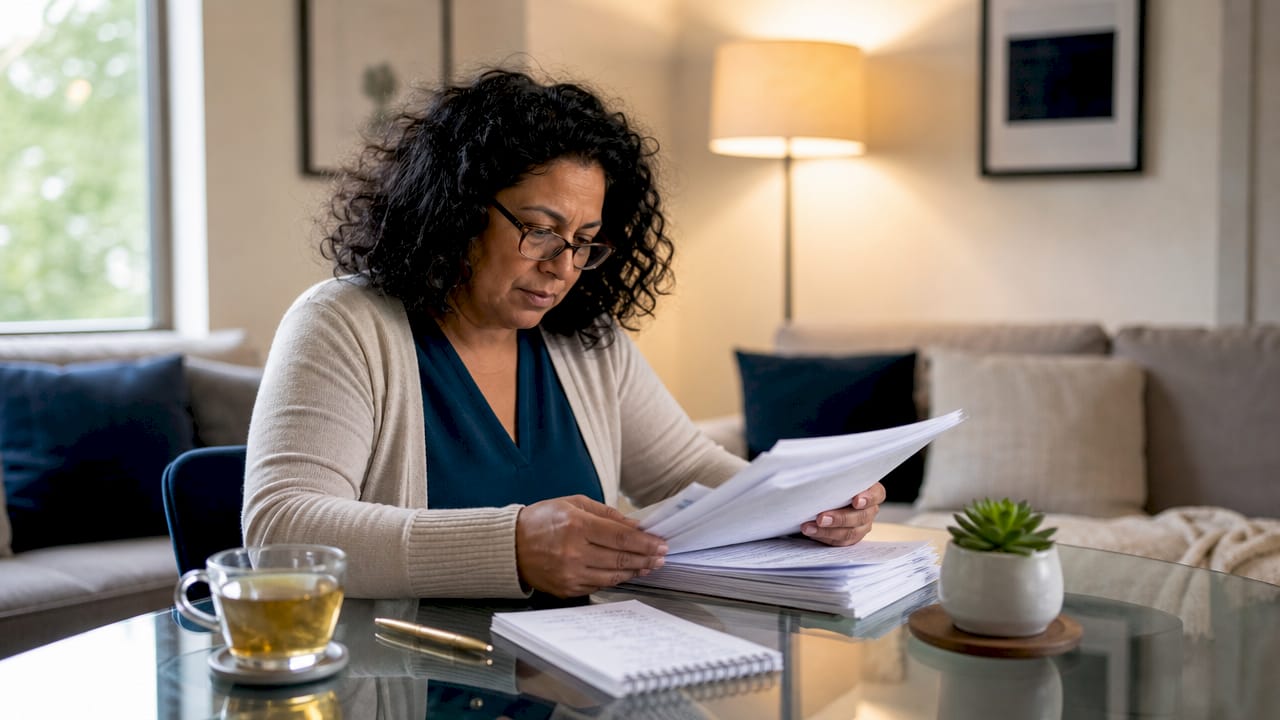 Person reviewing real estate closing documents